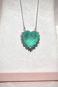 Colar Coração Turmalina Fusion Ródio Branco