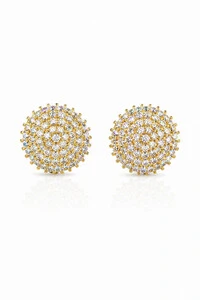 Brinco Ponto Luz Flor Zircônia ouro 18k