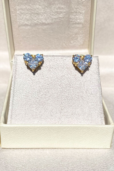 Foto Brinco Coração Zircônias Cristal Ouro 18k