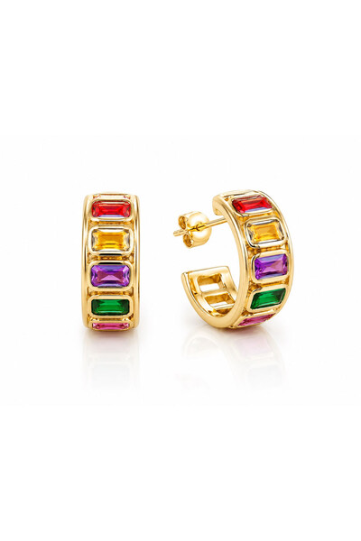 Foto Brinco Argola Colorida Ouro 18k