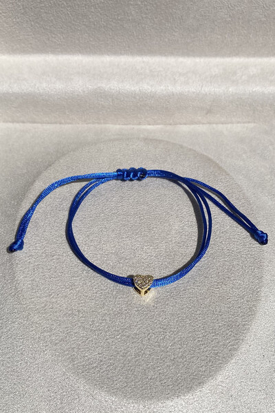 Foto Pulseira Pingente Coração P Zircônias AZul Royal