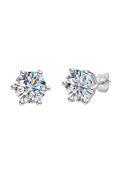 Foto Brinco Ponto Luz 8mm Moissanite Prata 925 com Ródio branco