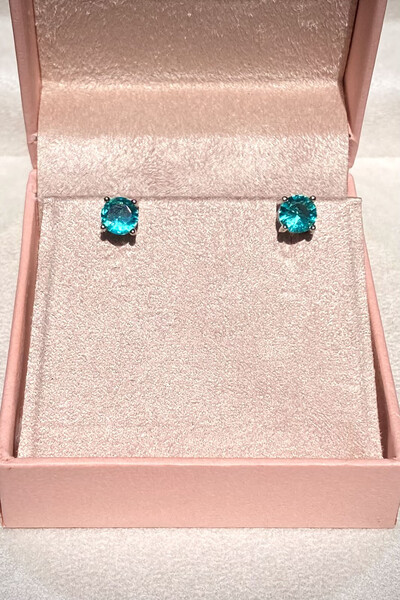 Foto Brinco Ponto luz 6MM turmalina Zircônia Ródio Branco