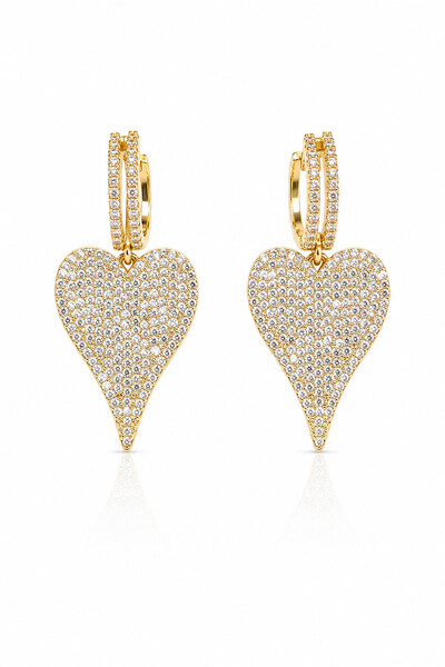 Foto Brinco Argola Coração Zircônias Ouro 18k