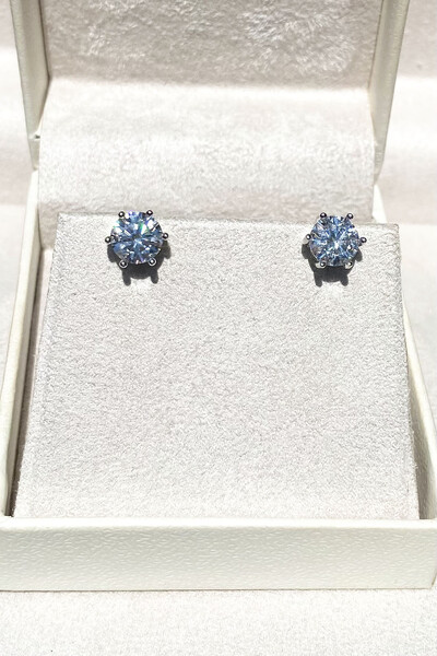 Foto Brinco Ponto Luz 7mm Moissanite Prata 925 com Ródio branco