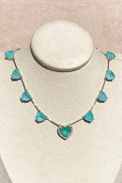 Foto Colar Riviera Corações Turmalina Fusion Ródio Branco