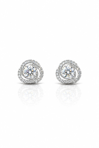 Foto Brinco Caracol 5mmMoissanite Prata 925 com Ródio branco