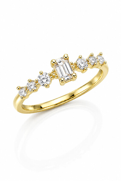 Foto Anel Aliança Zircônia Ouro 18k