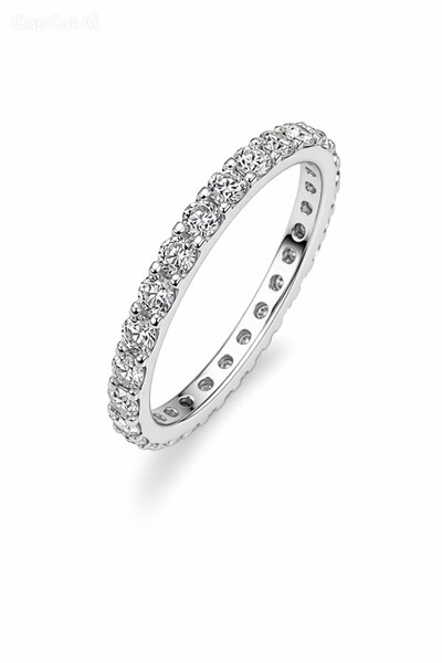Foto Anel Aliança Inteira Moissanite Aparador 2,5MM Prata 925 Ródio Branco