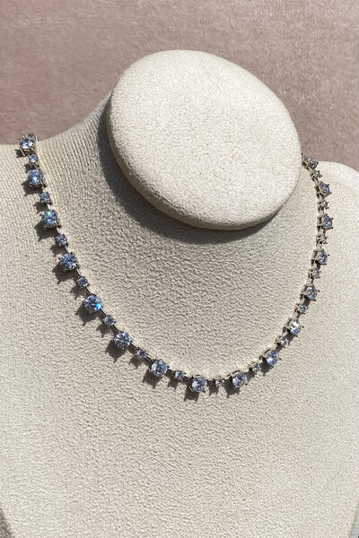 FotoColar Riviera Ponto Faca 5MM Zircônia Ródio Branco