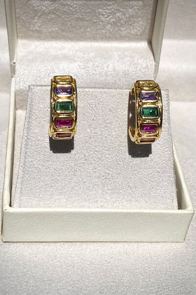 Foto Brinco Argola Colorida Ouro 18k