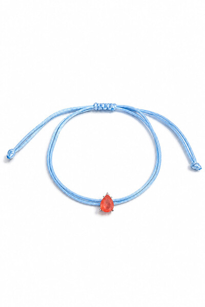 Foto Pulseira Cordão Azul Claro Gota Fusion Coral Prata 925