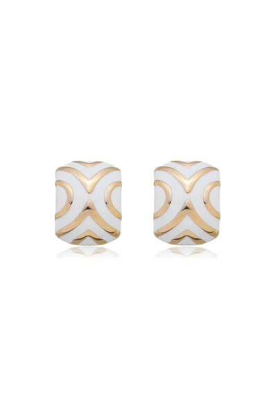 Foto Brinco Esmaltado Branco Ouro 18k