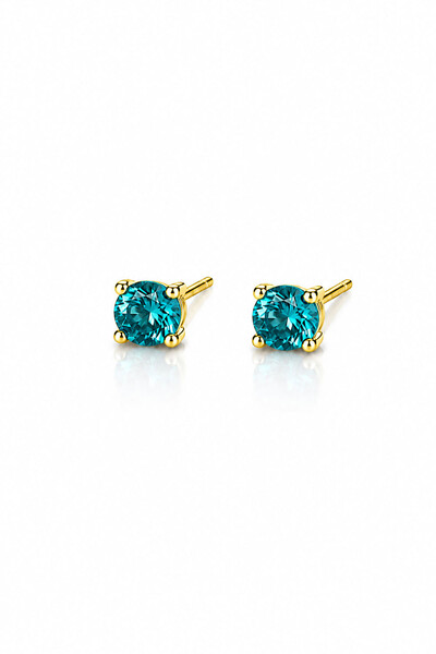 Foto Brinco Ponto luz 3MM Turmalina Zircônia Ouro 18k