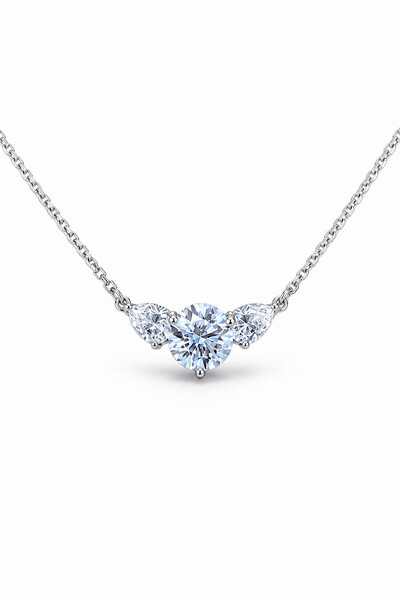 Foto Colar Pontos de Luzes Central 9MM Moissanite Prata 925 Ródio Branco