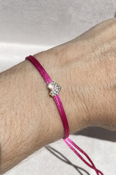 FotoPulseira Pingente Coração P Zircônias Pink