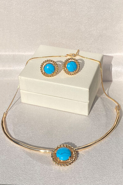 FotoBrinco Círculo Turquesa Ouro 18k