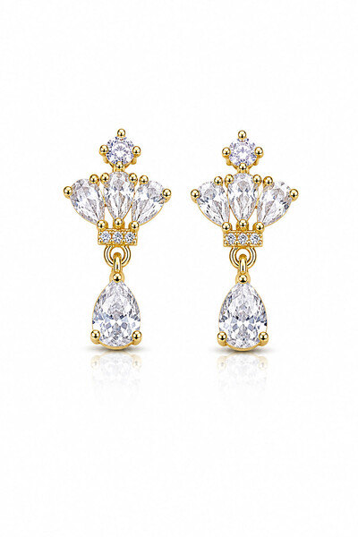Foto Brinco Gota Zircônias Ouro 18k
