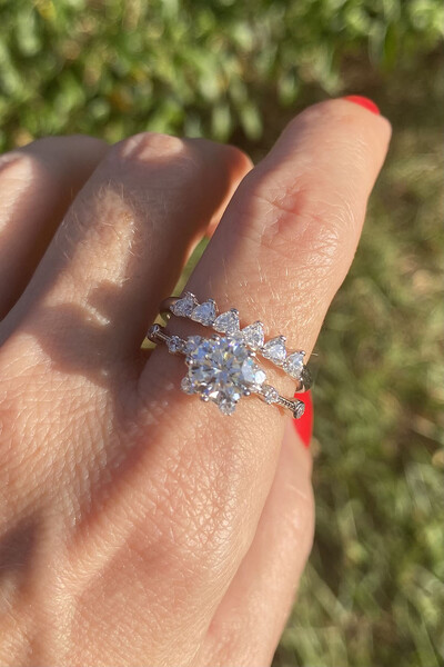 FotoAnel Moissanite Aliança 3MM Prata 925 Ródio Branco