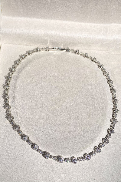 Foto Colar Riviera Flores Zircônia Ródio Branco