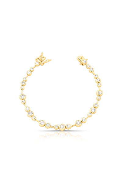 Foto Pulseira Riviera Fio Faca Zircônias Ouro 18k