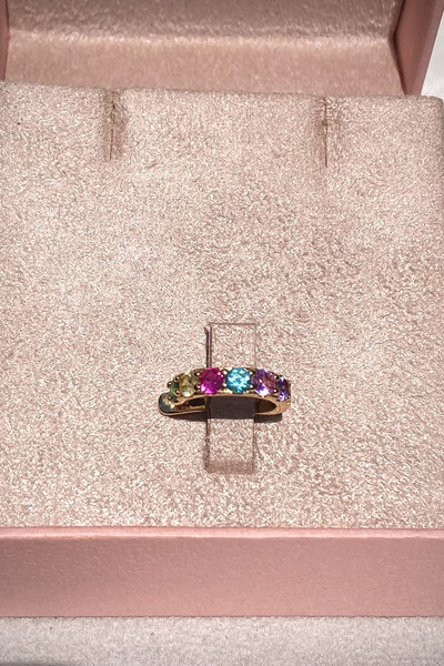 Foto Fake Piercing JULY Zircônias Coloridas Ouro 18k