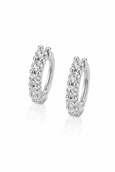Foto Brinco Argolinha Moissanite Prata 925 com Ródio branco