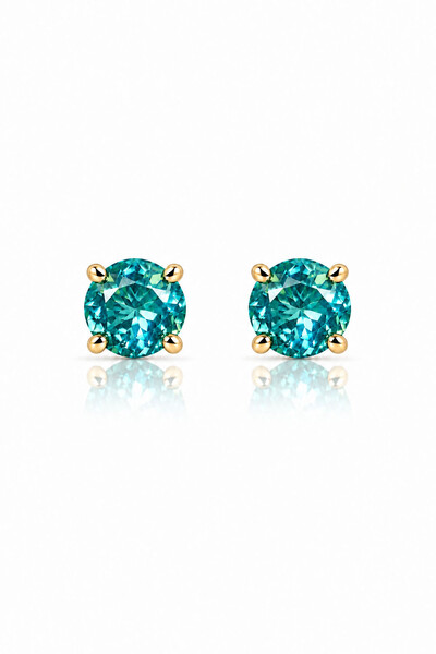 Foto Brinco Ponto luz 5MM Turmalina Zircônia Ouro 18k