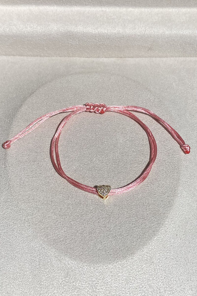 Foto Pulseira Pingente Coração P Zircônias Rosa