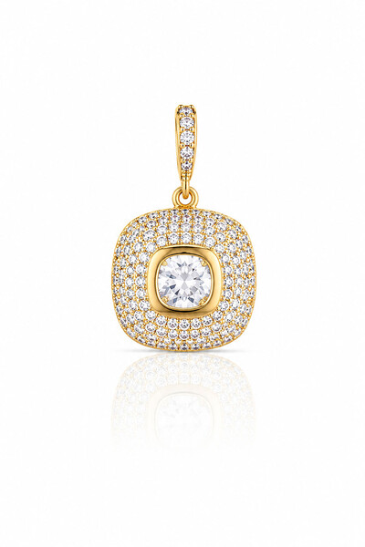 Foto Pingente Quadrado Zircônias Banhado Ouro 18k