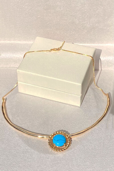 FotoColar Aro Pingente Turquesa Ouro 18k
