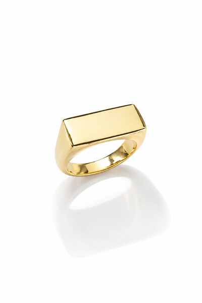 Foto Anel Retangular Liso Ouro 18k