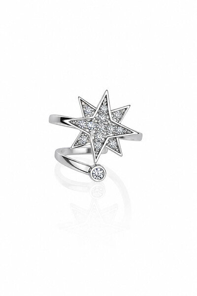 Foto Fake Piercing Estrela Zircônias Prata 925 Envelhecida
