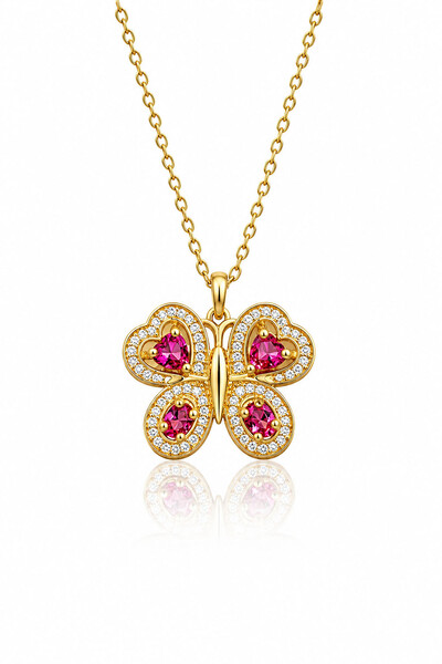 Foto Colar Pingente Borboleta Zircônias Ouro 18k