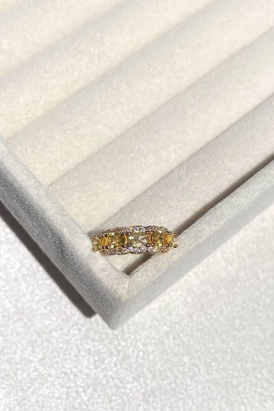 Foto Fake Piercing Zircônias Yellow Fancy Dourado