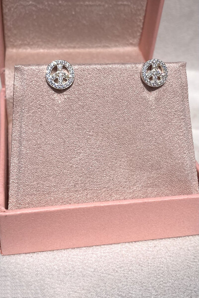 Foto Brinco Paz e Amor Zircônias Prata 925