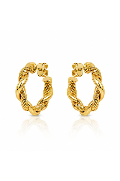 Foto Brinco Argola Tubo Torcida Ouro 18k