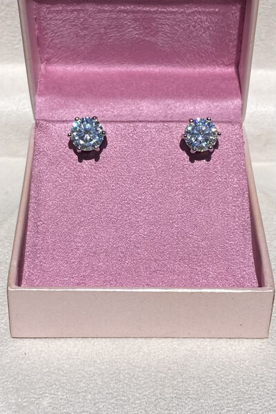 Foto Brinco Ponto Luz 8mm Moissanite Prata 925 com Ródio branco