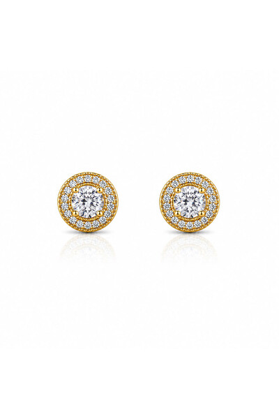 Foto Brinco Ponto Luz Girassol Zircônia ouro 18k