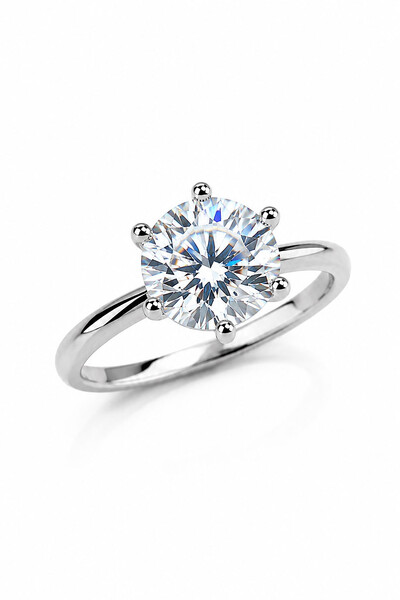 Foto Anel Solitátio Moissanite 10 MM Prata 925 Ródio Branco