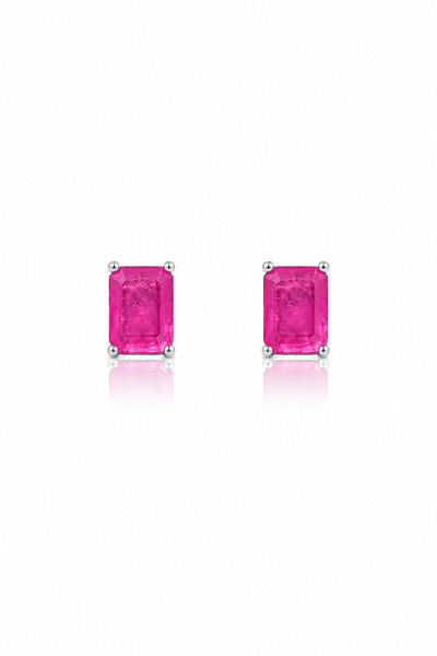 Foto Brinco Retangular Pink Fusion Médio Prata 925