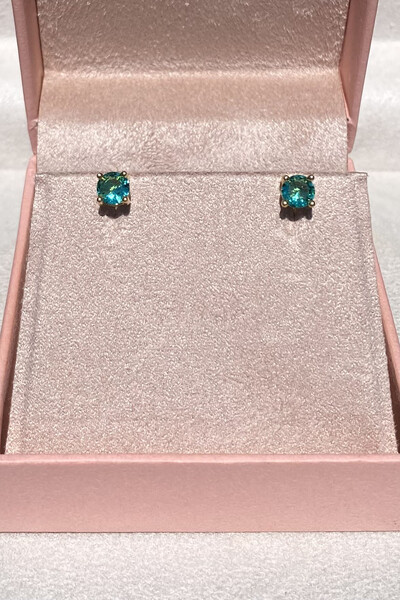 Foto Brinco Ponto luz 5MM Turmalina Zircônia Ouro 18k