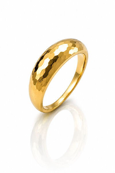 Foto Anel Facetado Orgânico Ouro 18k