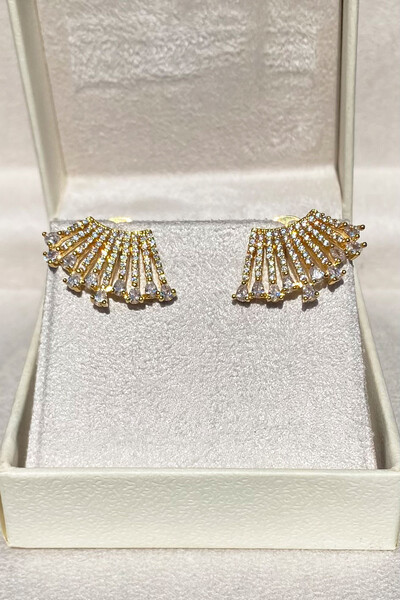 Foto Brinco Earcuff Zircônias Ouro 18k
