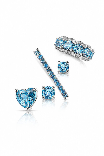 Foto Brincos Kit Aqua Marine Shine