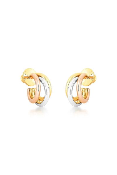 Foto Brinco Argola Betina Tripla Lisa P Tricolor Ouro 18k