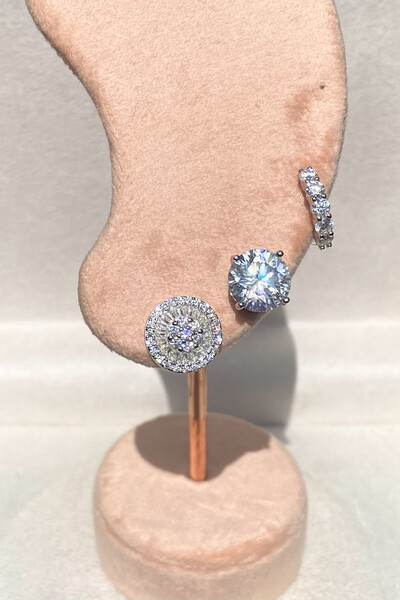 FotoBrinco Pizza 1,8mm Moissanite Prata 925 com Ródio branco