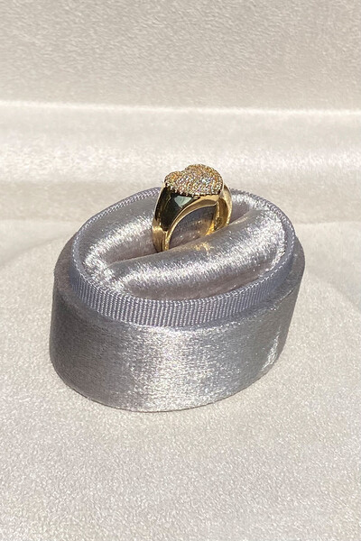 Foto Anel Dedinho Coração Zircônia Ouro 18k
