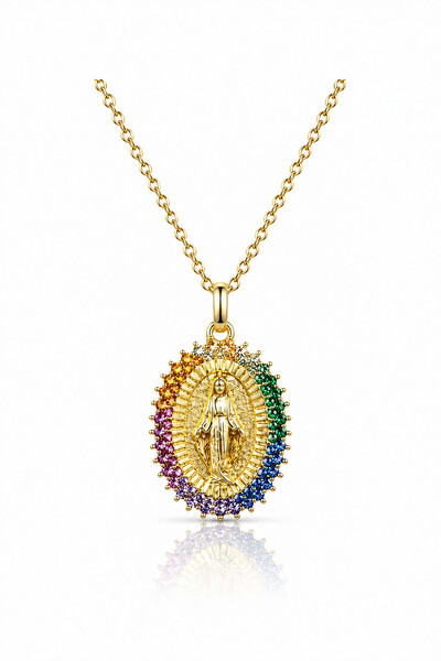Foto Colar NSra das Graças Zircônias Coloridas Ouro 18k