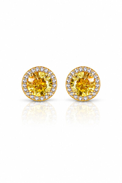 Foto Brinco Ponto Luz Yellow Fancy Com Zircônias Ouro 18k